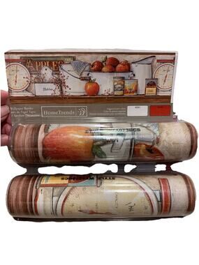 Country Apples Vintage Kitchen Items Prepasted Wallpaper Border 5 Yards Lot Of 2